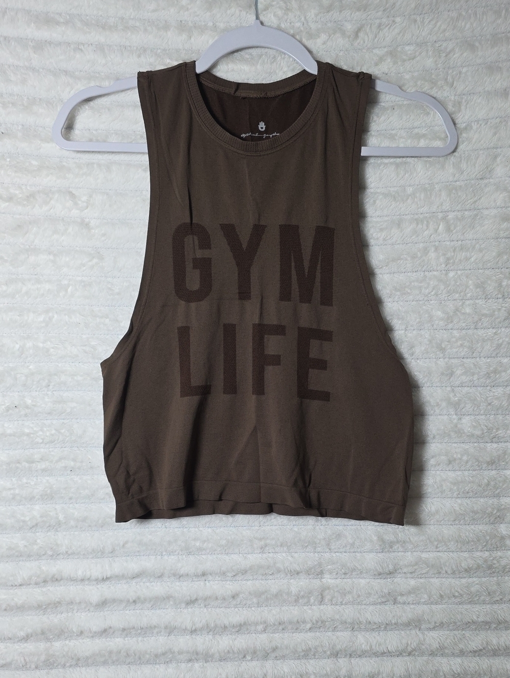 0656 Spiritual Gangster Brown 'GYM LIFE' Crop‎ Tank